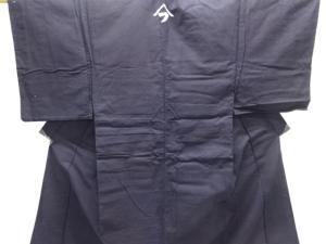 アンティーク　木綿本藍べんがら染単衣男物着物(腰紐付き)